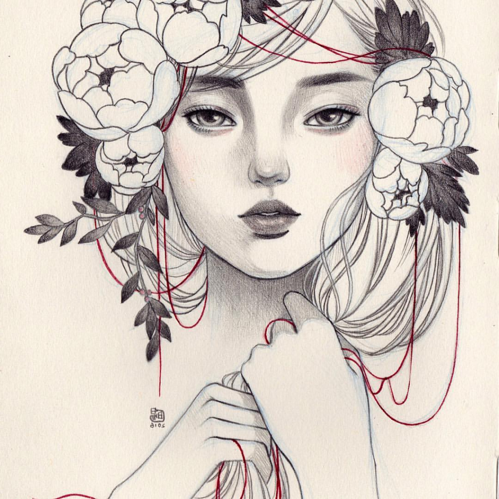 1024x1024 Flower Crown Drawing Tumblr Girl Drawing Flower Crown Flower Crown