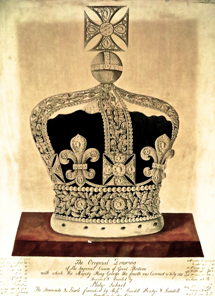 735x1010 Philip Liebrat's Drawing Of George Iv's Crown, 1821. It Was