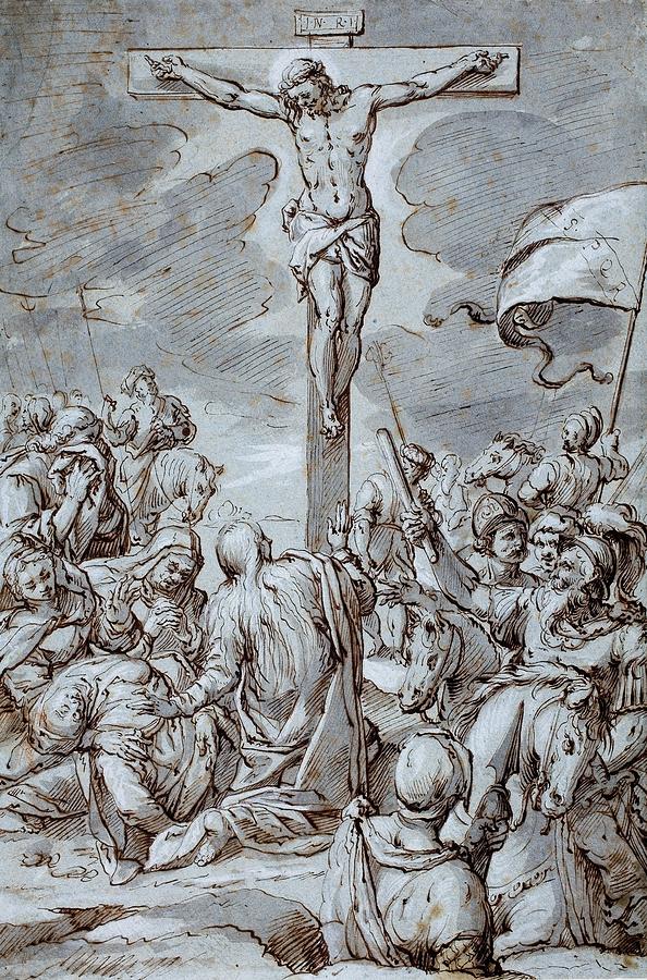 594x900 Crucifixion Drawing By Johann Or Hans Von Aachen
