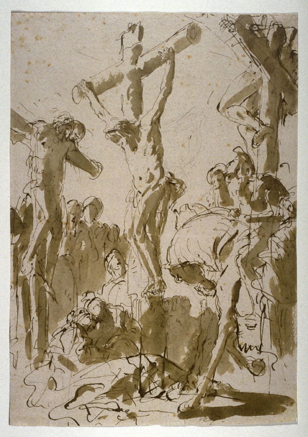 635x900 Recto Crucifixion Verso Figure Sketch (Half Figure