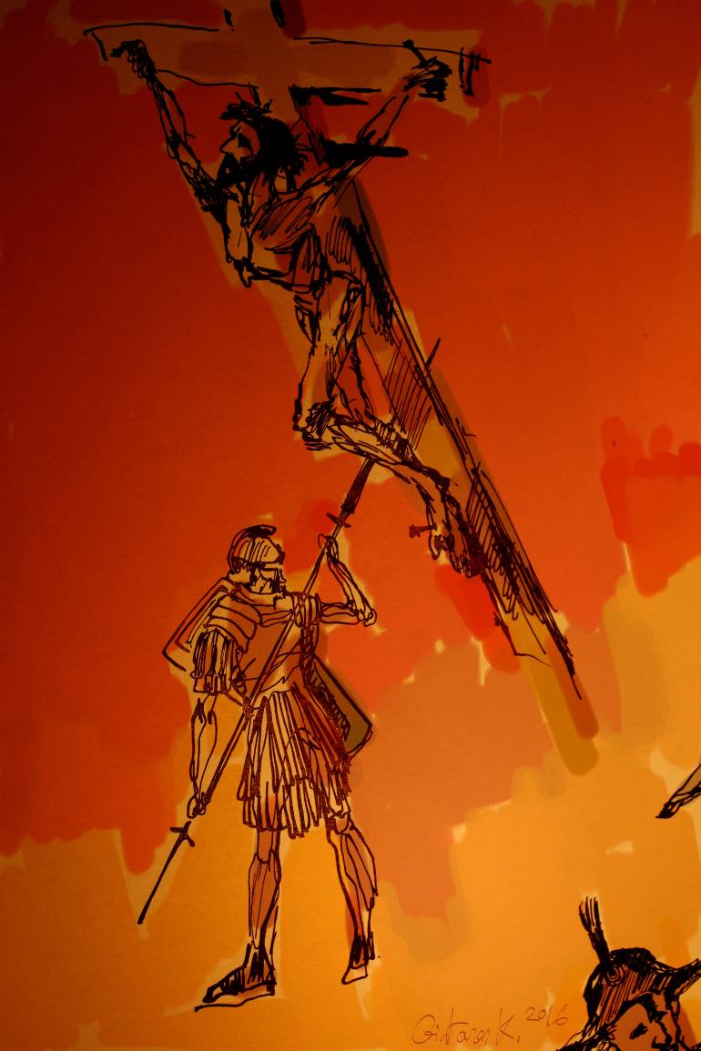 770x1155 Saatchi Art Biblical Scene Where We See The Crucifixion Drawing