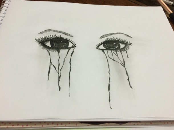 610x457 Color, Colorful, Cry, Draw, Drawing, Eyes, Ink, Original