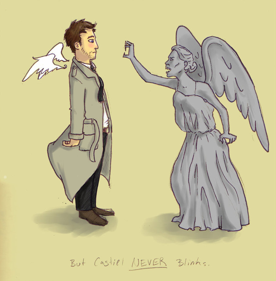 887x901 Castiel Vs. Weeping Angels By Irezel