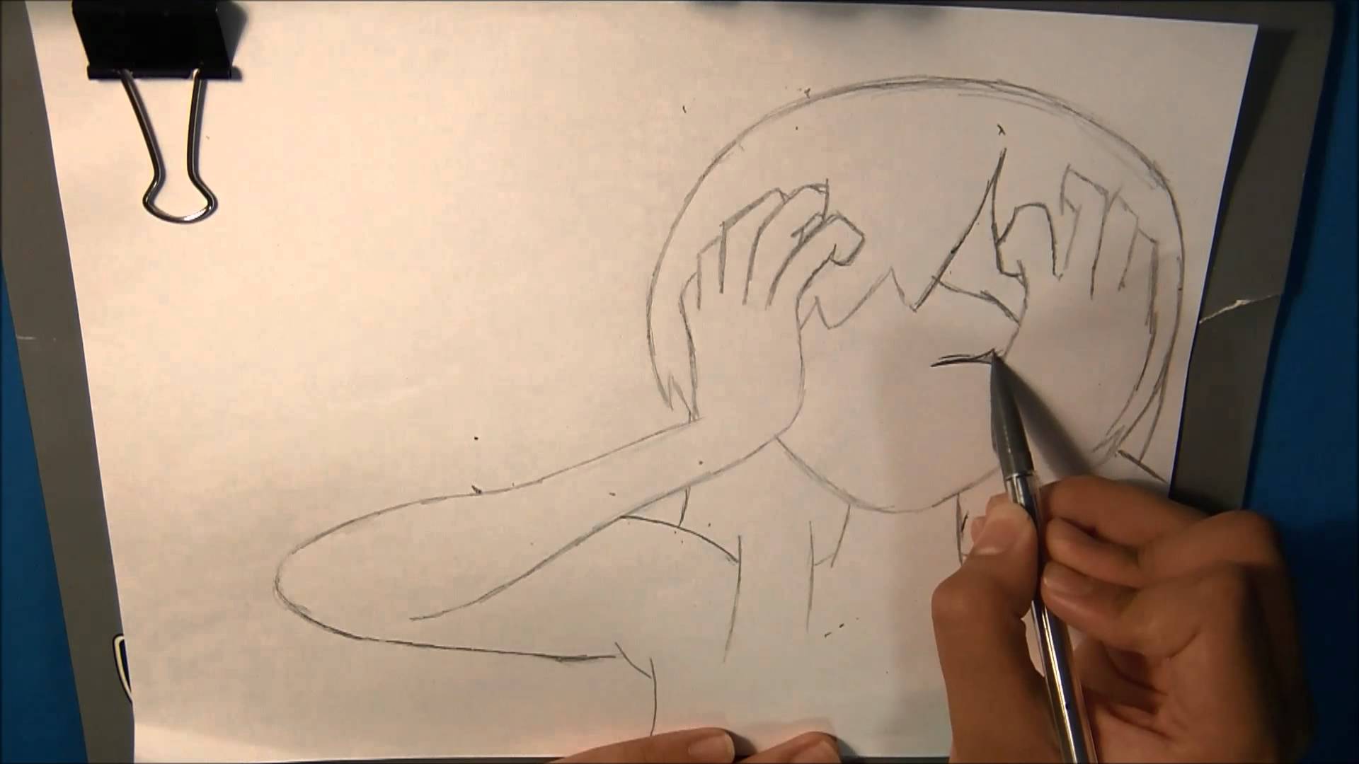 1920x1080 Drawing Sketch Crying Anime Girl