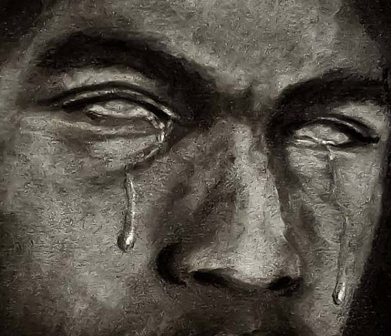 570x491 Portrait Of Blind Man In Darkness A2 Print Of Original