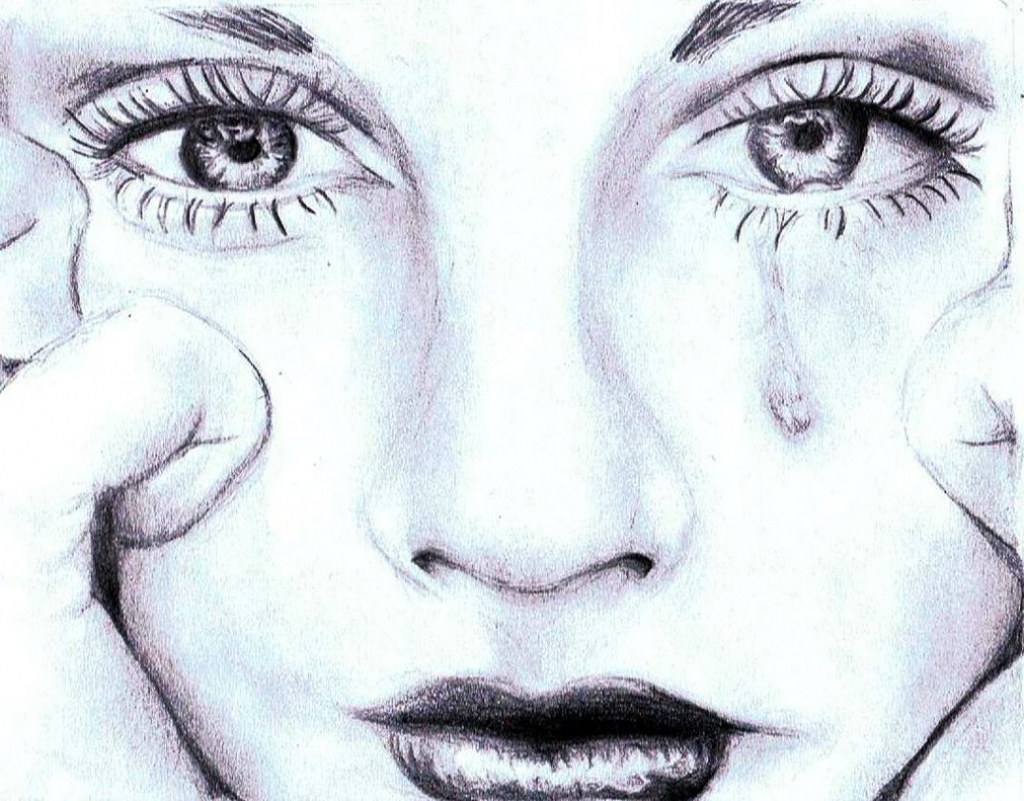 1024x801 Sketched Face Of A Sad Person Crying Face Sketch Similiar Drawings