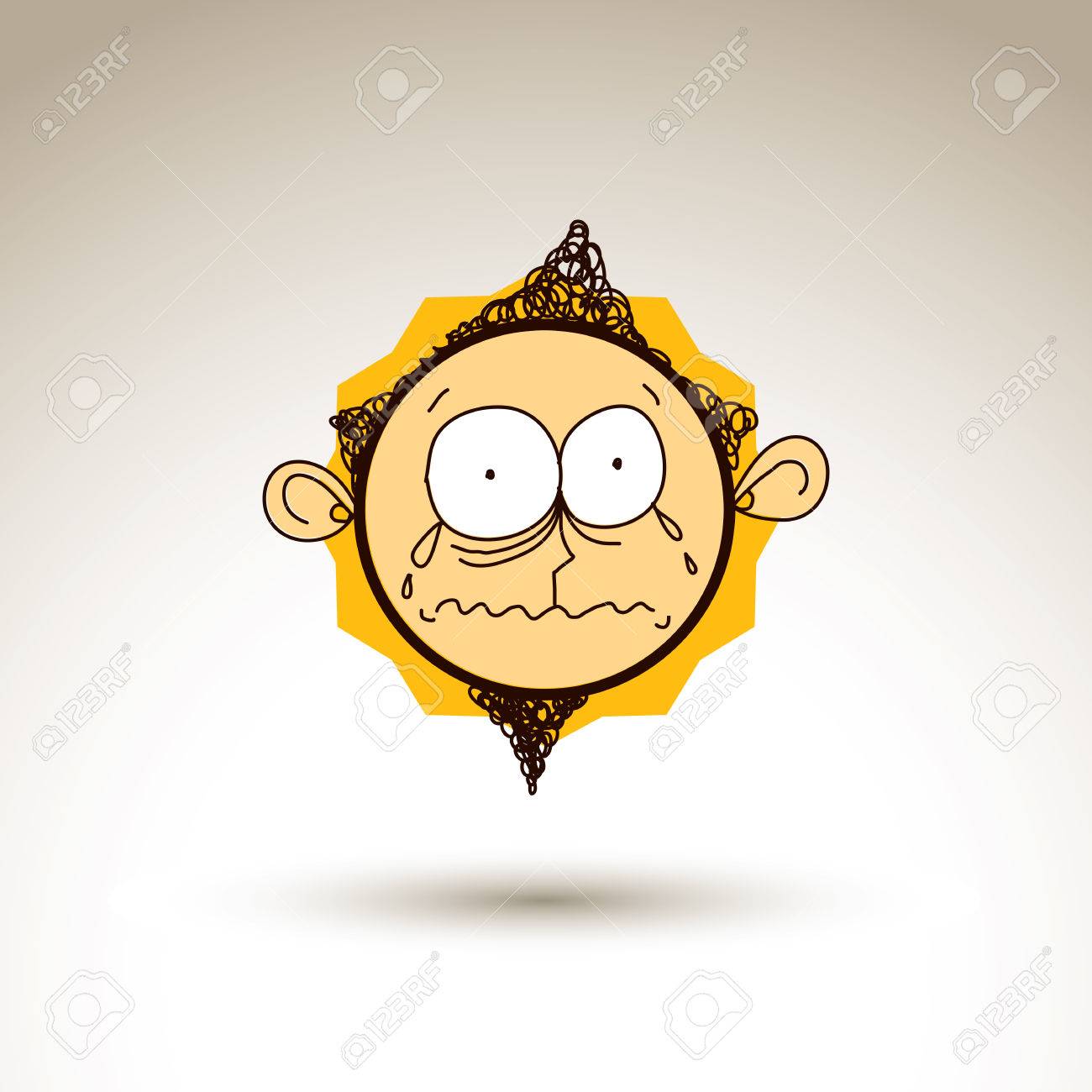 1300x1300 Vector Artistic Colorful Drawing Of Sad Crying Person Face