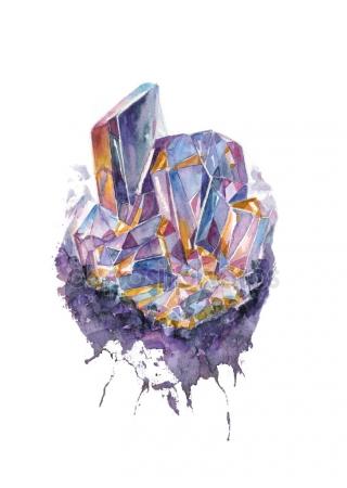 320x450 Crystal. Watercolor Crystal Drawing. Stock Photo Dobrynina Art