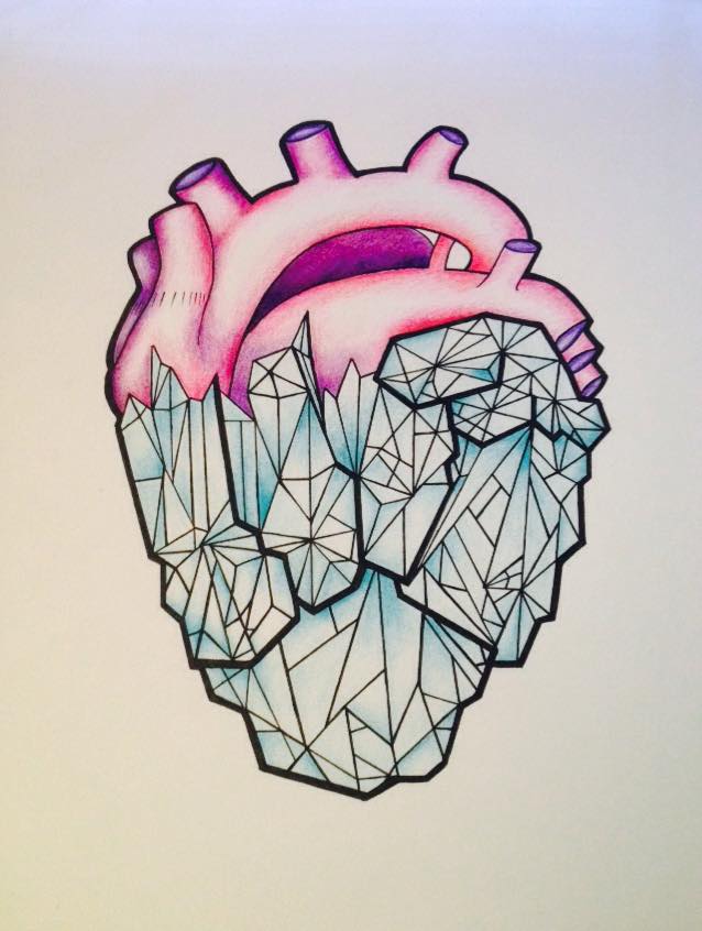 638x846 Crystal Heart Tattoo Design By Georgianielson