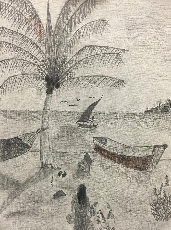 670x900 Beach, Cuba 15 H11 Drawing By Virginia Margarita