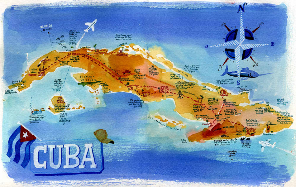 950x600 Cuba Map Drawn From Memory
