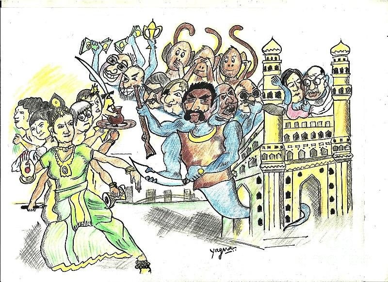 800x582 Hyderabadi Culture Drawing By Yagnasaicharan Edupalli