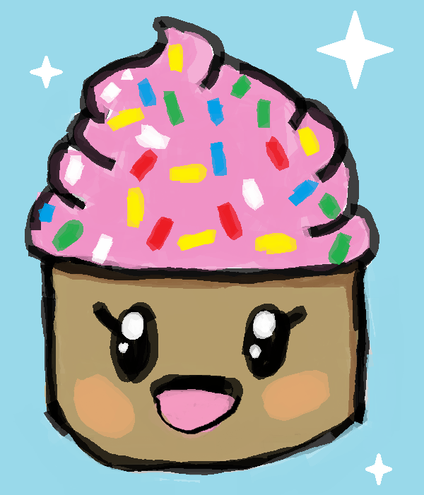 600x701 Cartoon Cupcake Drawing By Riverdacat
