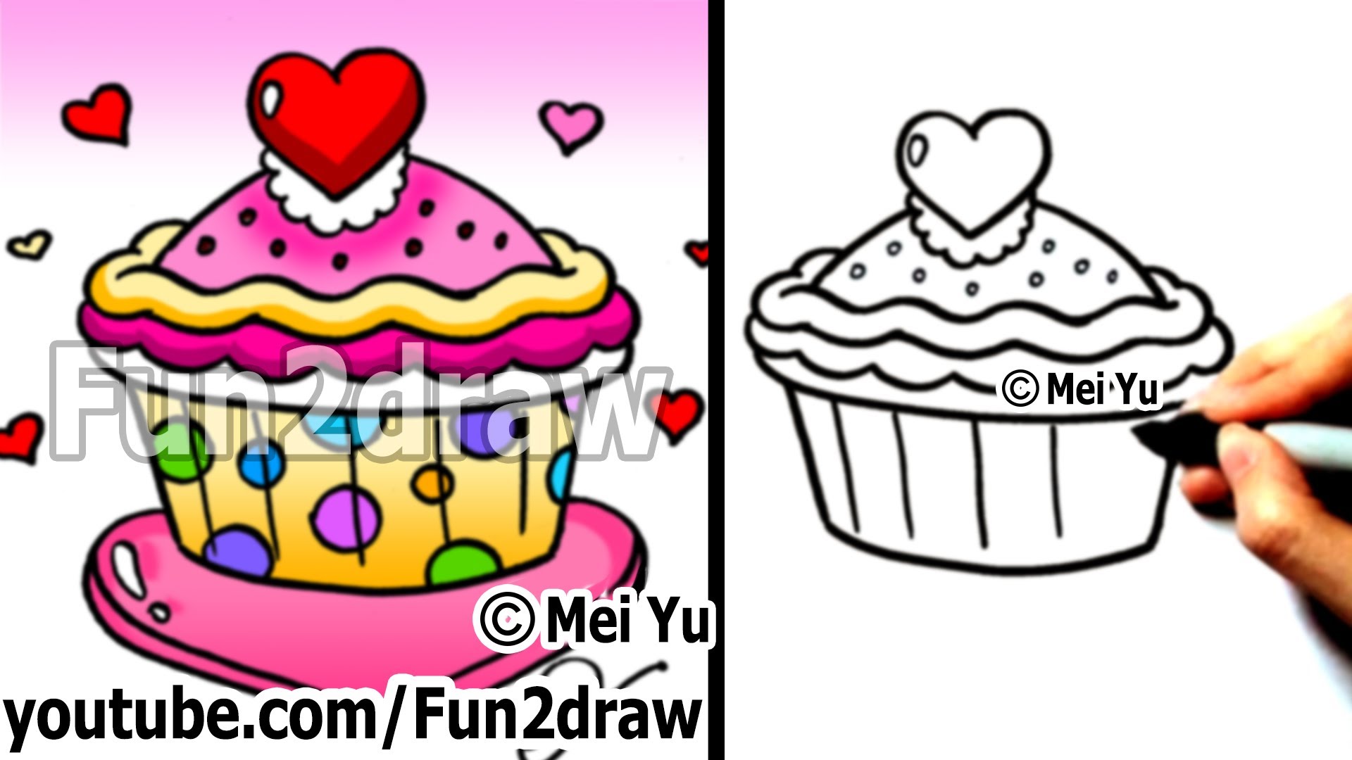 1920x1080 How To Draw A Heart Cupcake (Valentines Day)