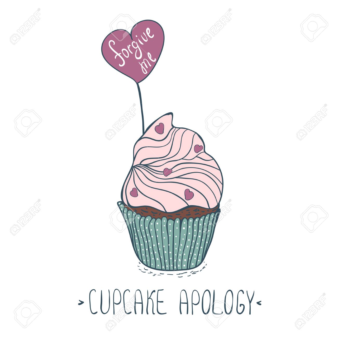 1300x1300 Hand Drawing Cupcakes Apology. Vector Cute Cupcake