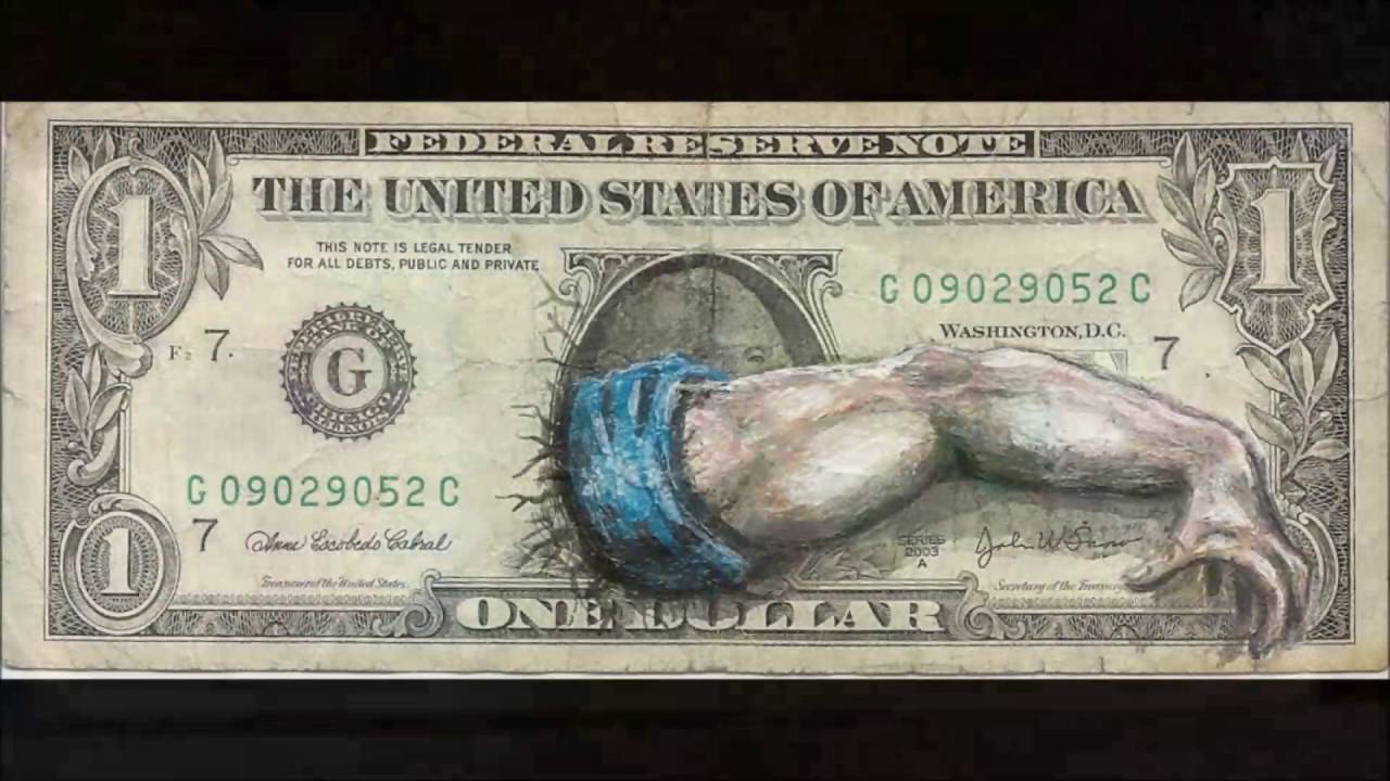 1280x720 Money Art Drawing On Currency