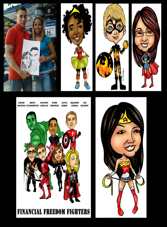 570x777 Online Superhero Caricature Gift Custom Digital Cartoon