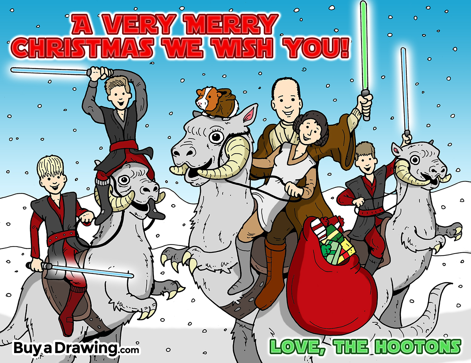 1500x1155 Star Wars Christmas Card Custom Cartoon Drawing