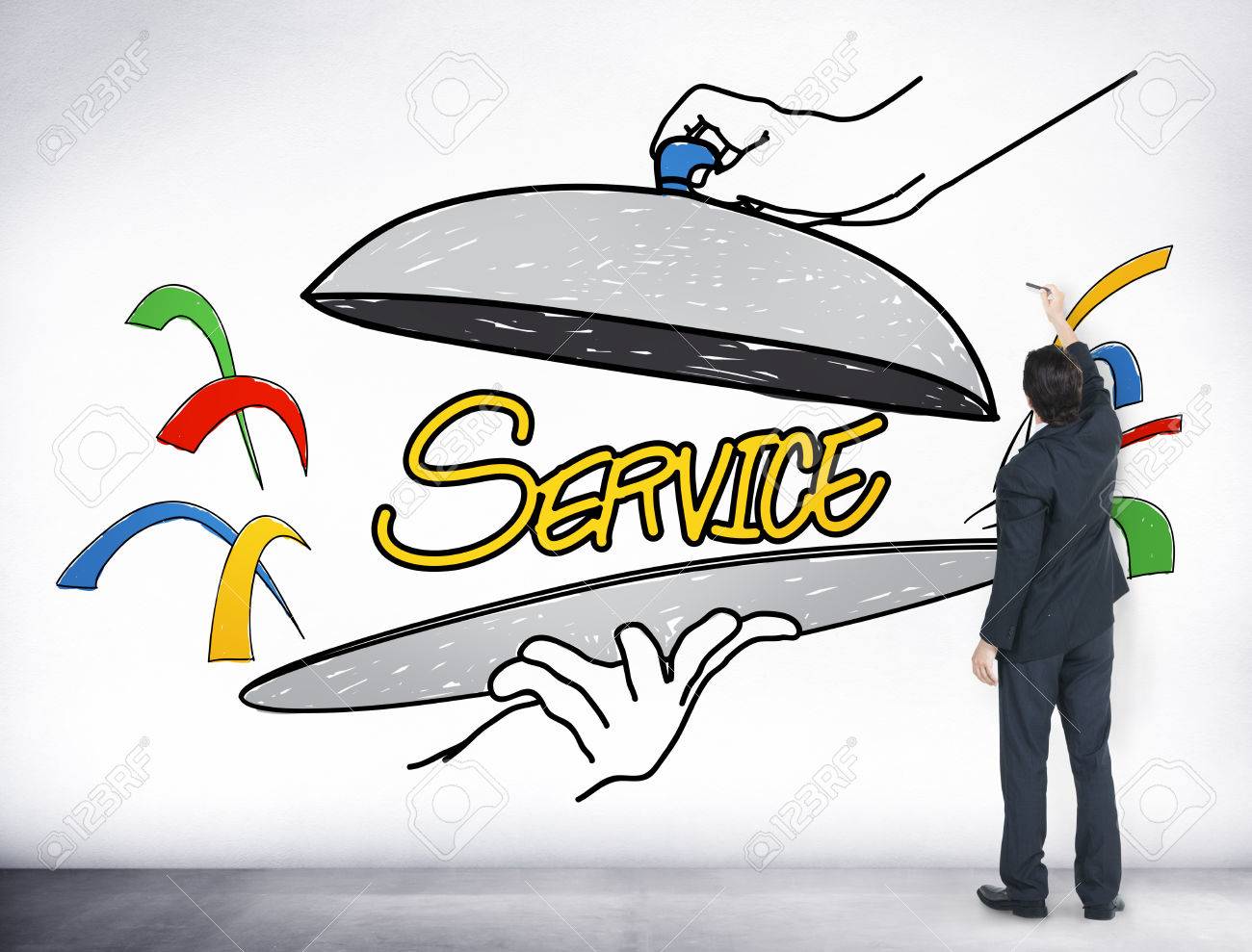 1300x989 Customer Service Quality Platter Sketch Drawing Concept Stock