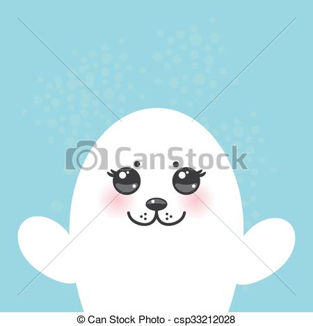 450x470 Card Design Funny White Fur Seal Pups, Cute Seals With Pink