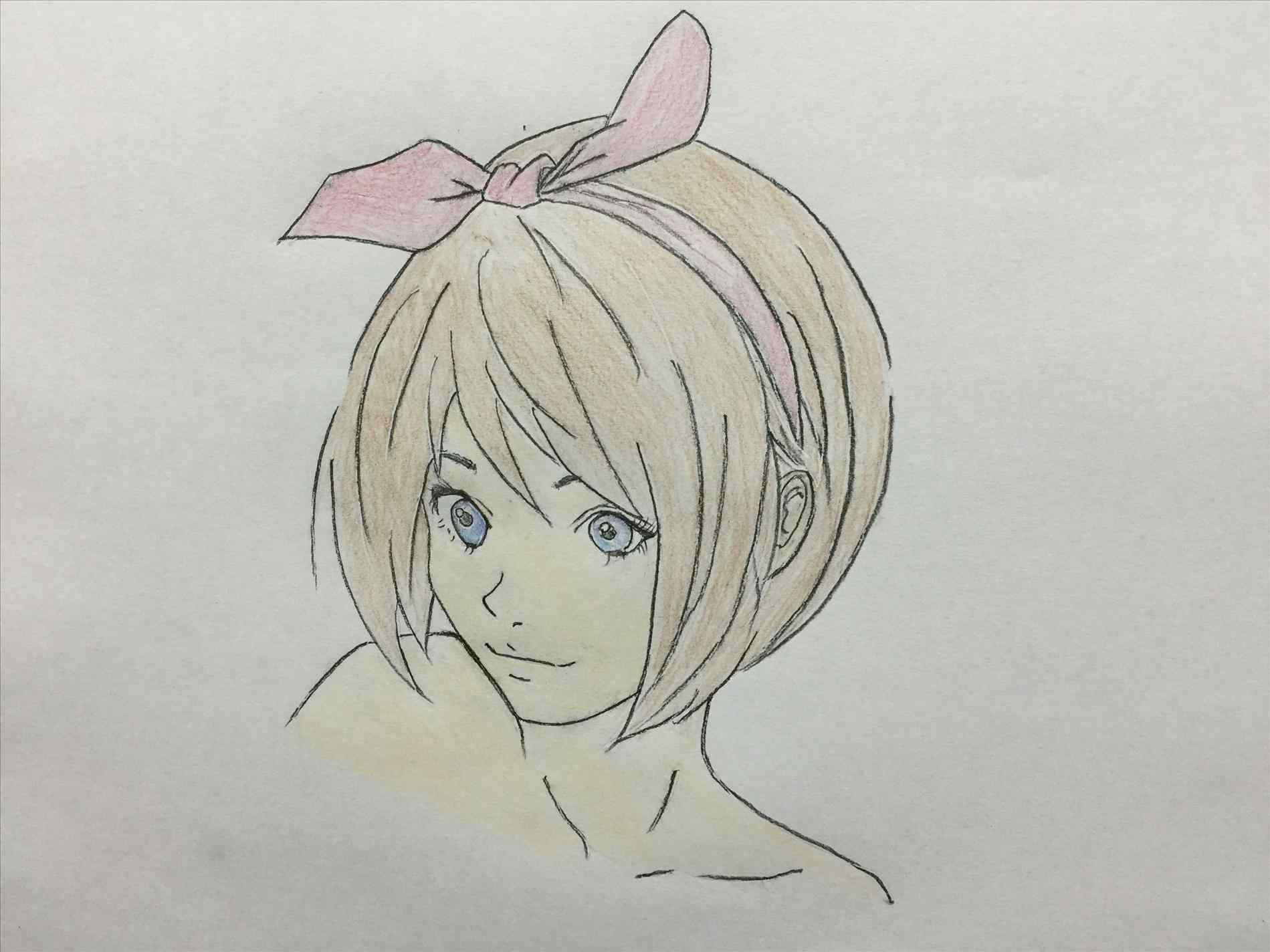 1899x1424 Anime Drawing In Pencil To Draw Cute Girl Manga Colored Part