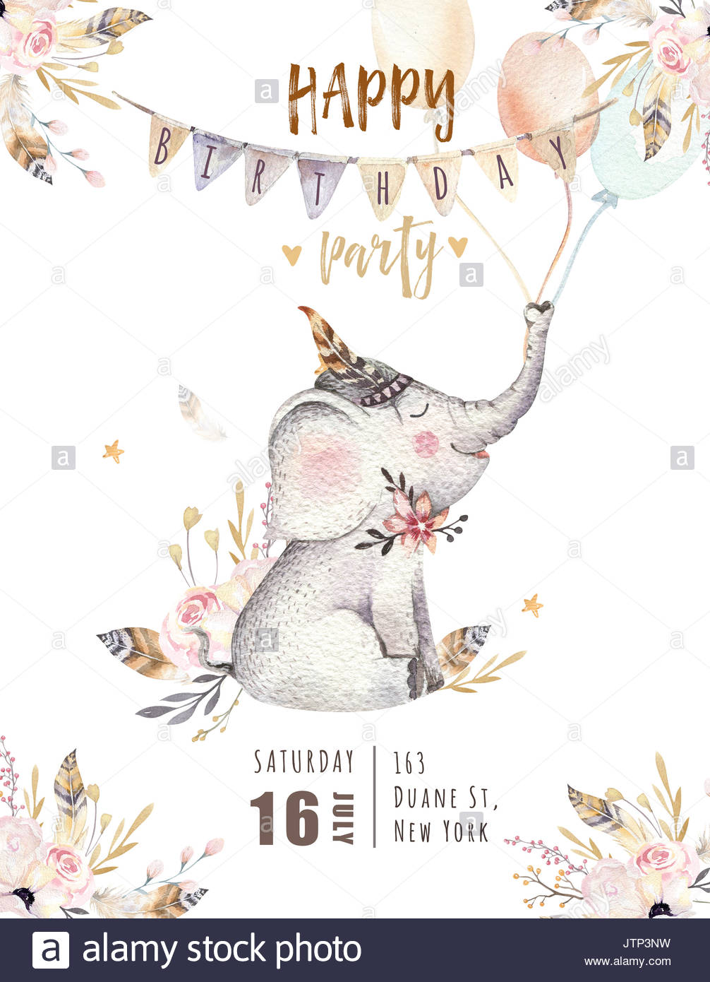 1006x1390 Cute Baby Elephant Nursery Animal Isolated Illustration