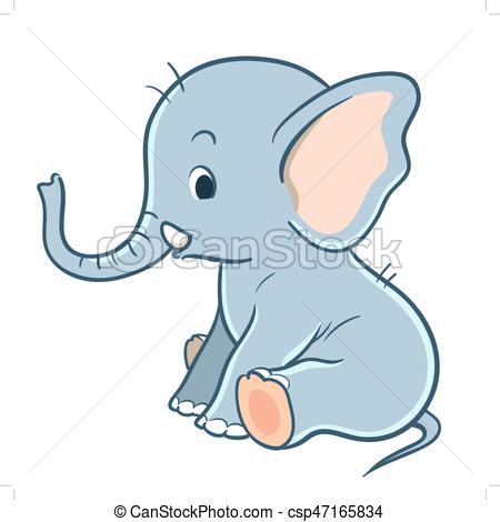 450x470 Cute Cartoon Baby Elephant. Vector Hand Drawn Cartoon Vectors