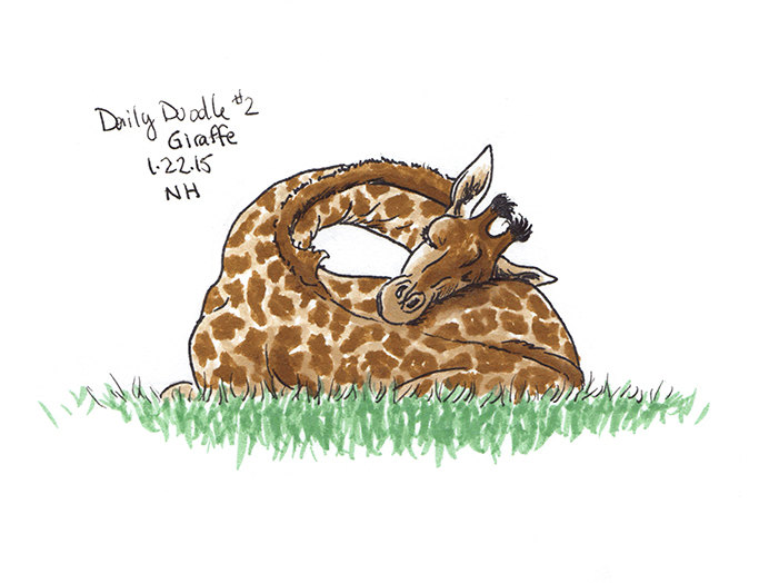 692x524 No.2 Giraffe Original Artwork Giraffe Drawing