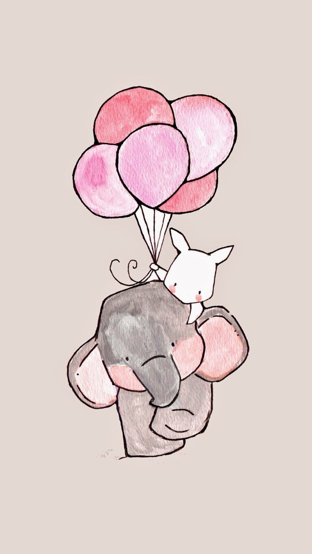 610x1084 Background, Balloons, Cute, Drawing, Elephant, Iphone, Sweet