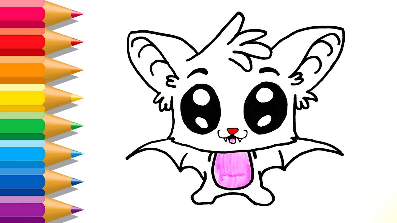 1280x720 How To Draw A Cute Bat Easy Bat Coloring Page For Kids Learn