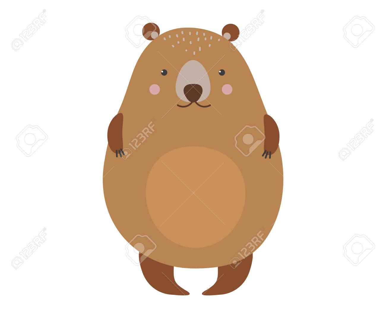 1300x1070 Cute Cartoon Bear Emotions Icon. Brown Character Happy Smiling