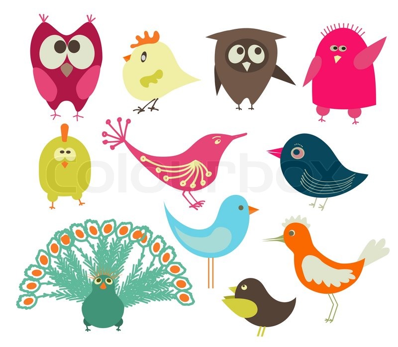 800x698 Set Of Cute Birds Drawing Stock Vector Colourbox