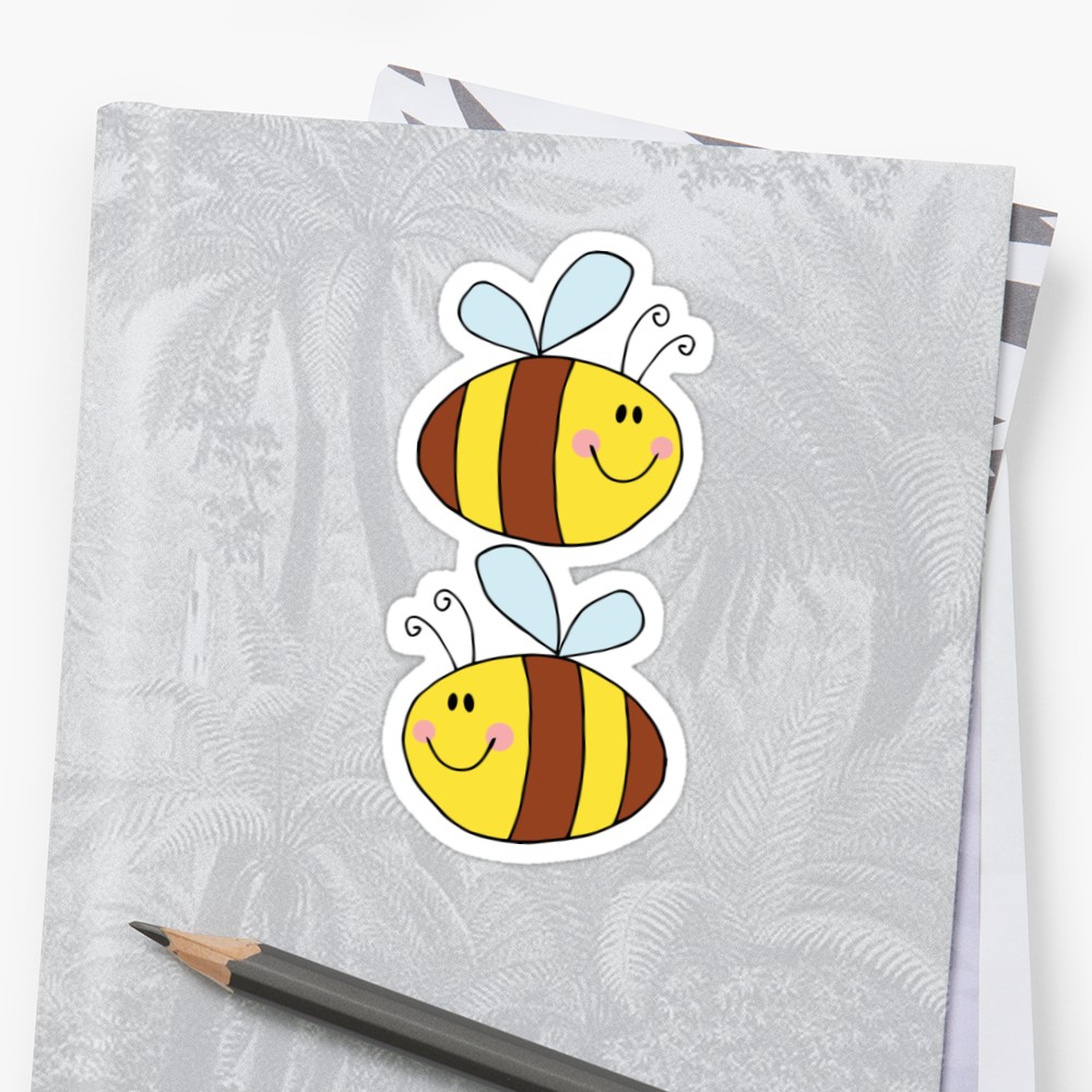 1000x1000 Cute Bumble Bee Drawing Stickers By Ironydesigns Redbubble