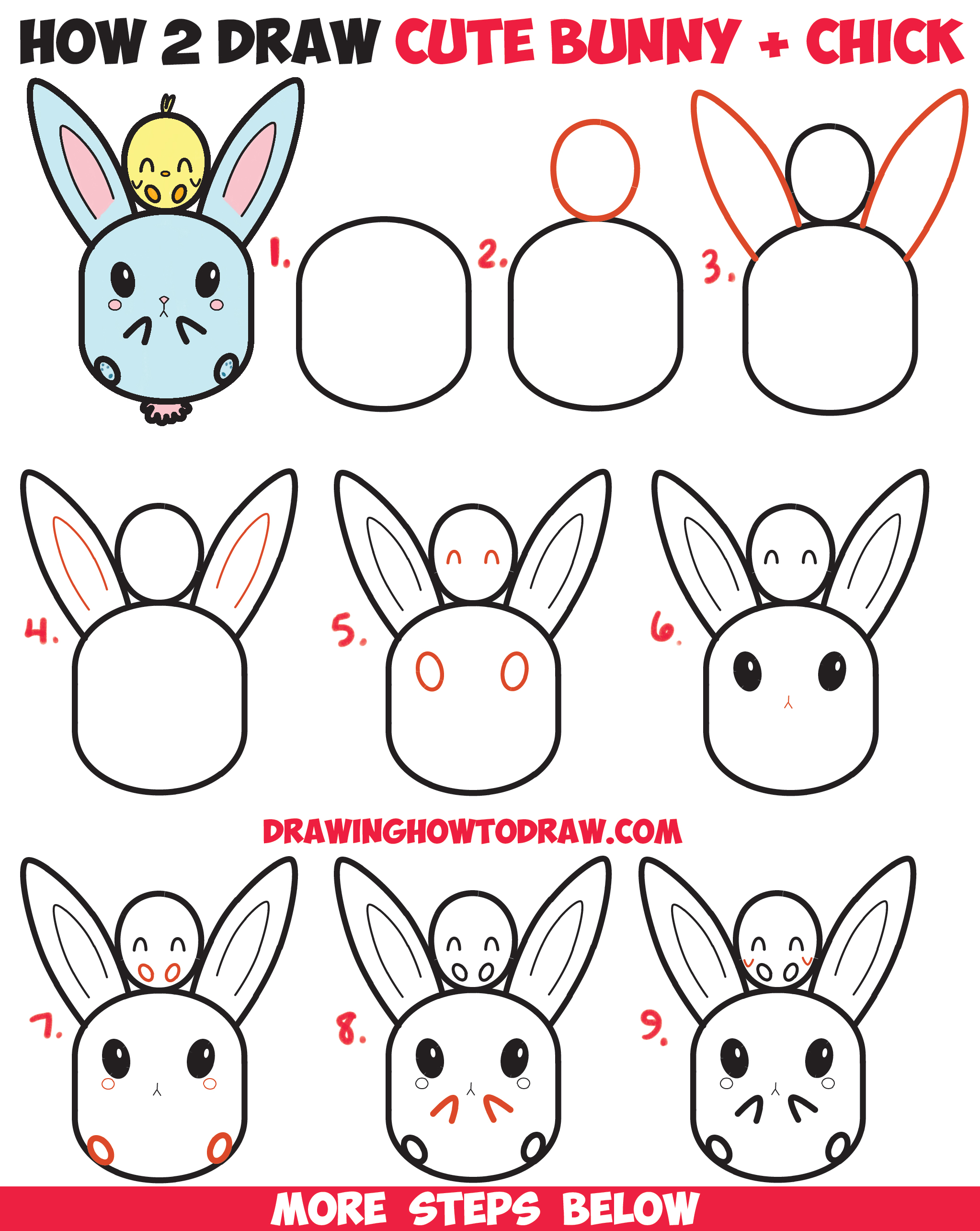 2046x2568 How To Draw Cute Kawaii Chibi Bunny Rabbit And Baby Chick Easy