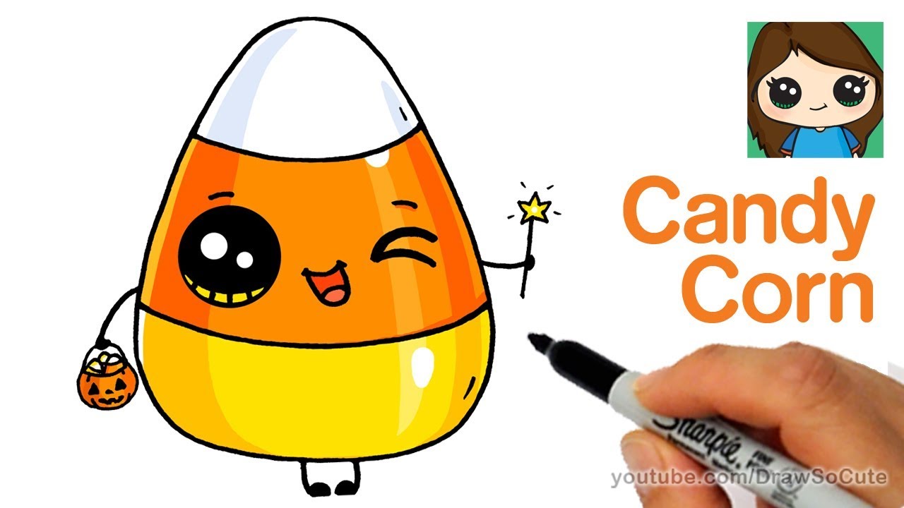 1280x720 How To Draw Cute Candy Corn Easy Cartoon Food