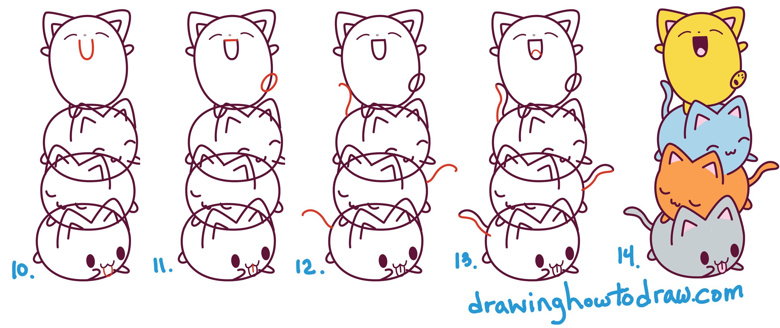2500x1050 Learn How To Draw Cute Cats Sitting On Top Of Each Other