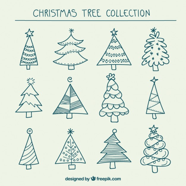 626x626 Hand Drawn Christmas Trees Collection Vector Free Download