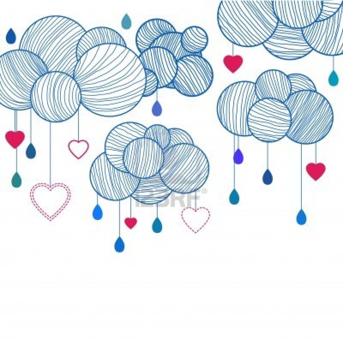 1200x1188 Cute Background With Hand Drawing Clouds, Illustration Stock Photo