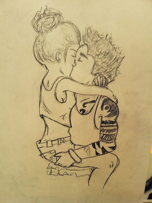 500x669 Cute Couple Drawing By Lausannesm