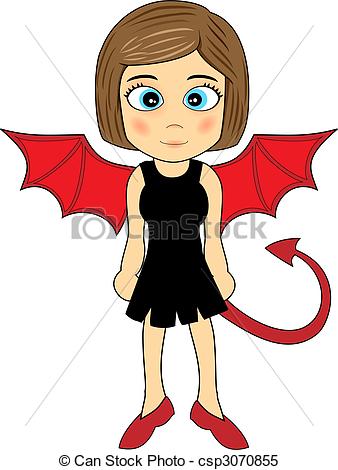 338x470 Cute Devil Girl. Illustration Of A Cute Looking Devil Girl Clipart