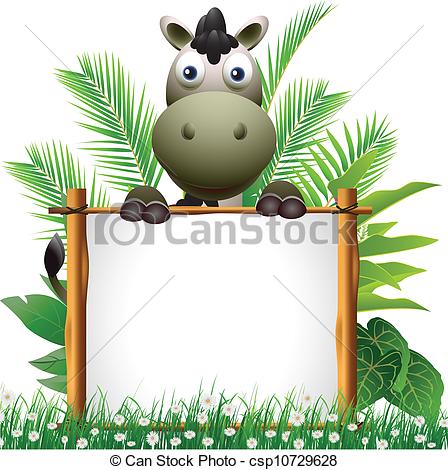 448x470 Vector Illustration Of Cute Donkey Cartoon With Board Vector