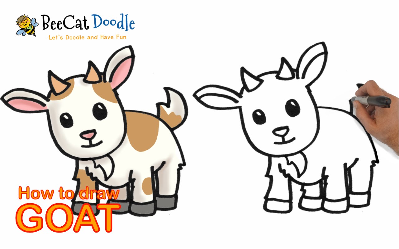 1281x801 How To Draw A Cartoon Goat Step By Step