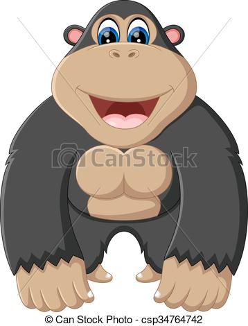 358x470 Illustration Of Cute Gorilla Cartoon Eps Vector