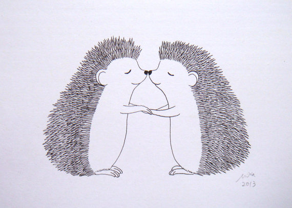 570x407 Hedgehog Print Hedgehog Kiss Black Amp White Wall Art Cute
