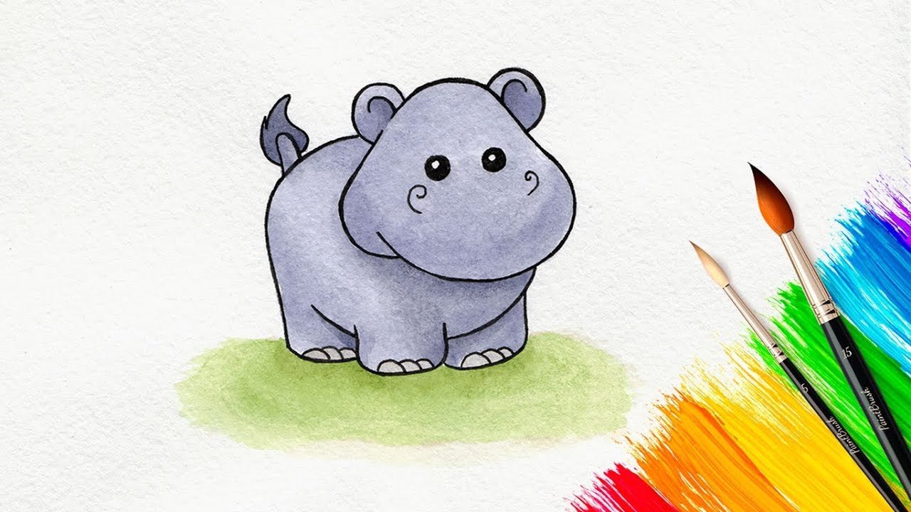 1280x720 How To Draw A Cute Cartoon Hippo