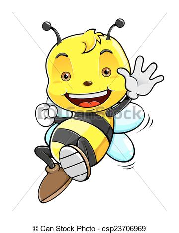 360x470 Vector Illustration Of A Cute Honey Bee Waving Hand Clip Art