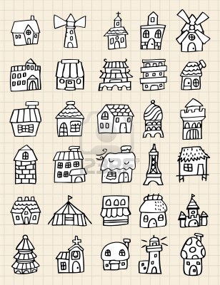 308x400 Hand Draw Cute House Stock Photo