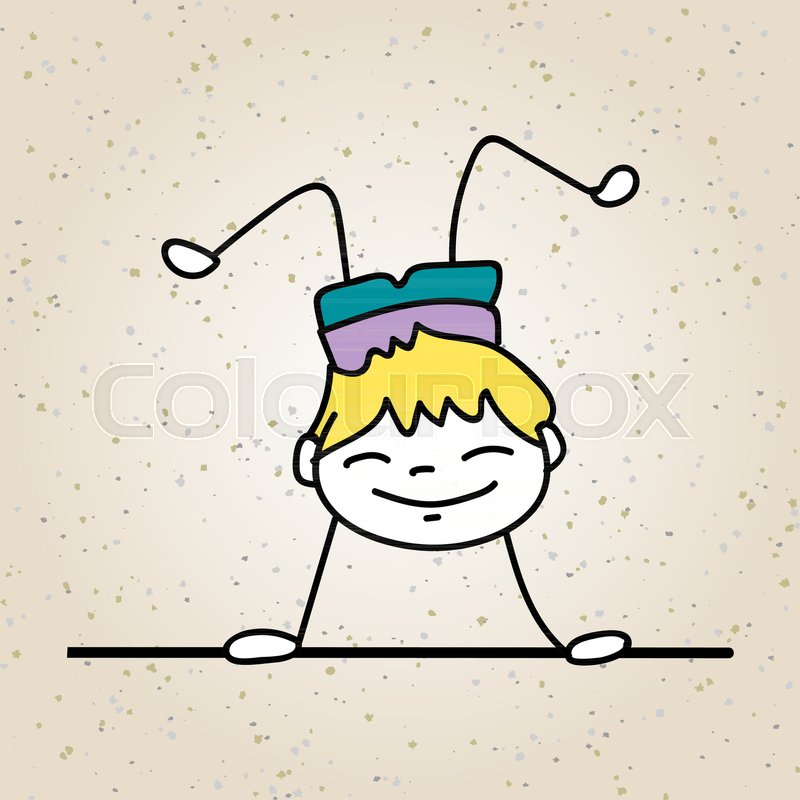 800x800 Hand Drawing Happy Cute Kid Line Art. Abstract People. Happiness