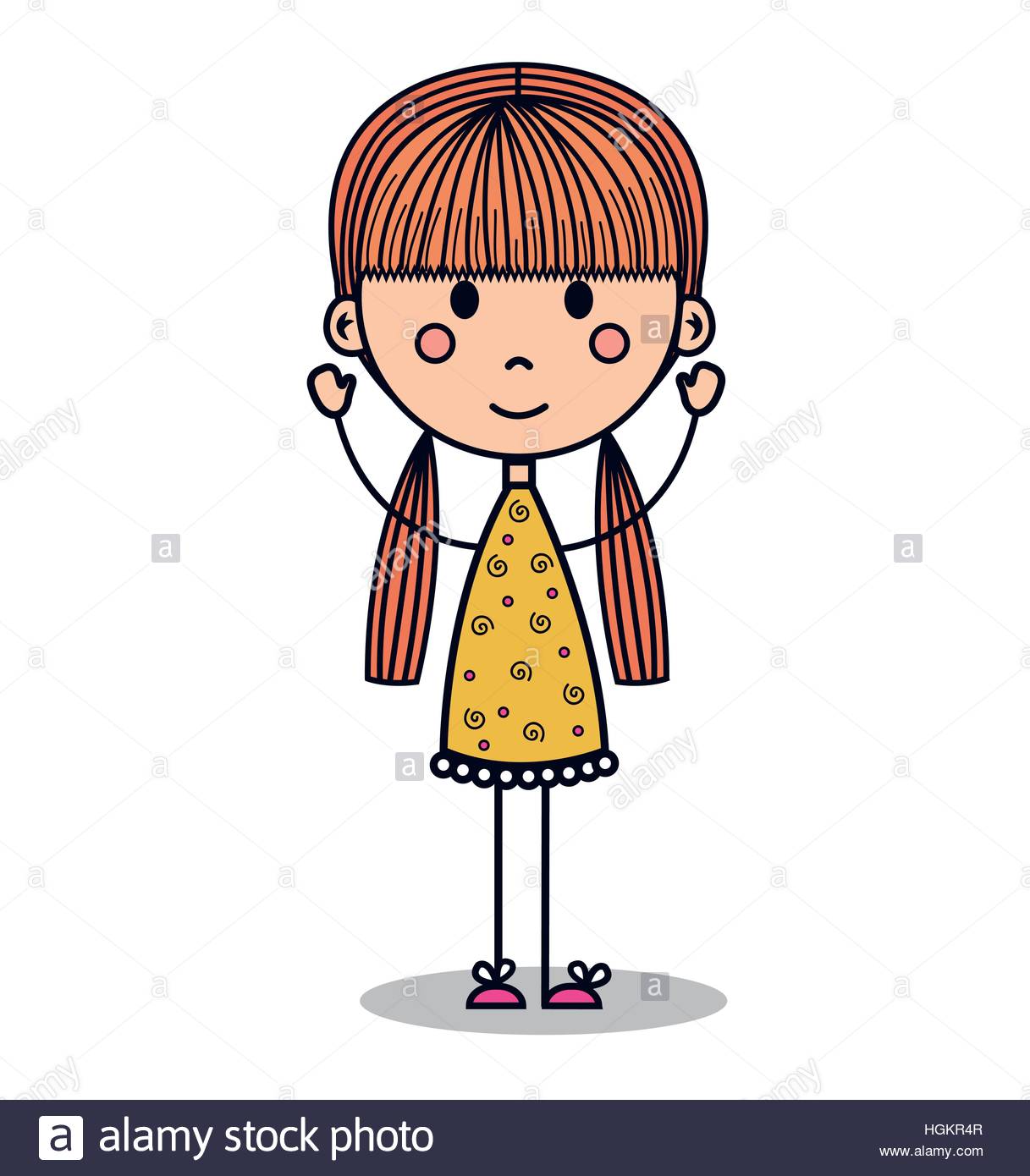 1217x1390 Cute Little Girl Drawing Vector Illustration Design Stock Vector