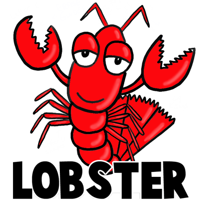 400x400 How To Draw Cartoon Lobsters With Easy Step By Step Drawing